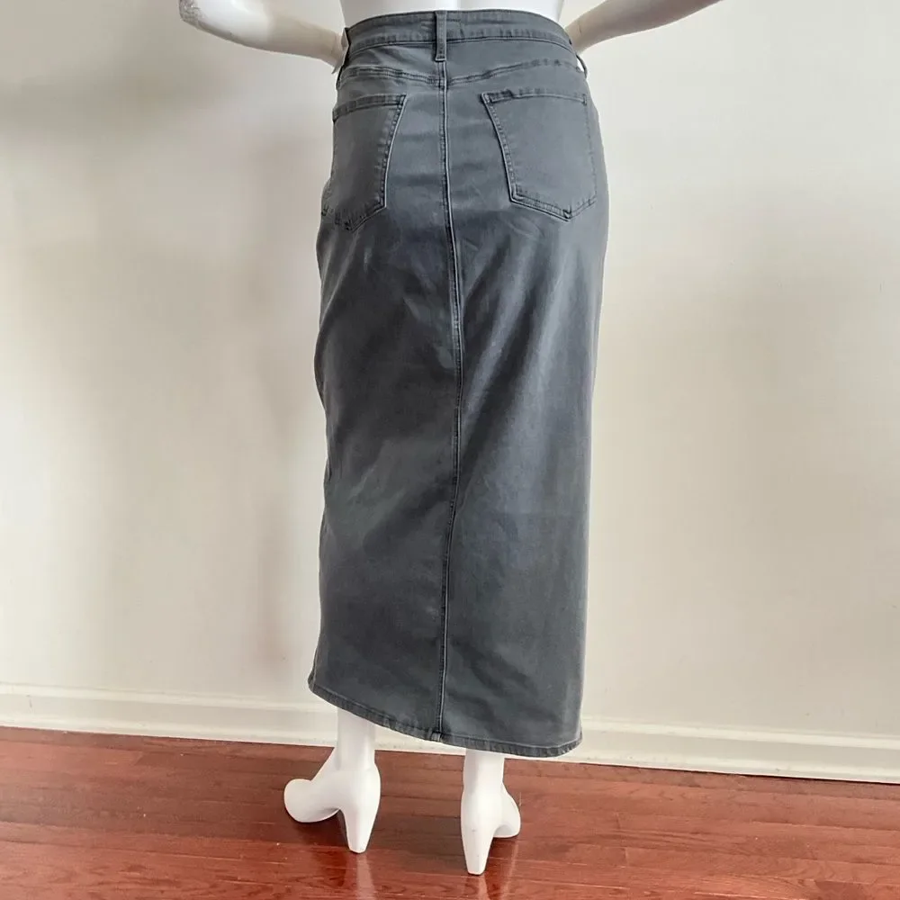Kut From The Kloth Kendra Denim Midi skirt Front Slit Gray 6 - Picture 3 of 9